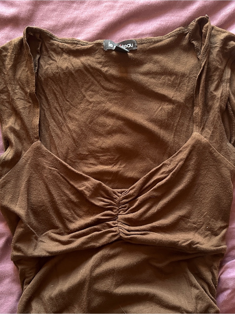 Y2K le chateau Brown Ruched Front Tank Top
